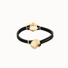 Leather bracelet with faceted black oval crystal